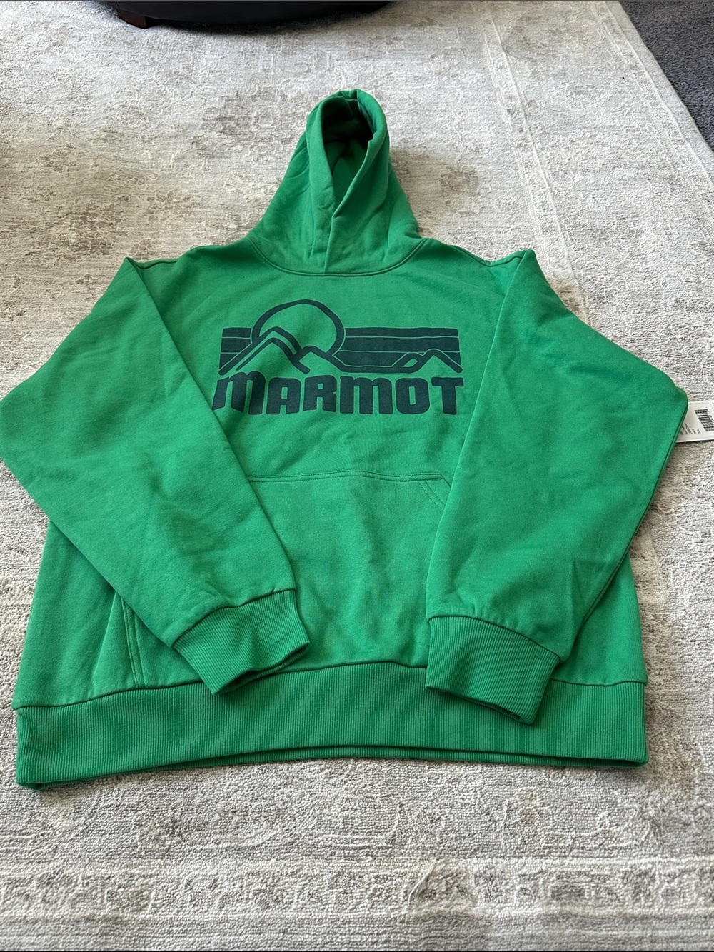 Marmot Men’s Medium Coastal Clover colored Pullover Hoodie with Blue Logo. NWT’s